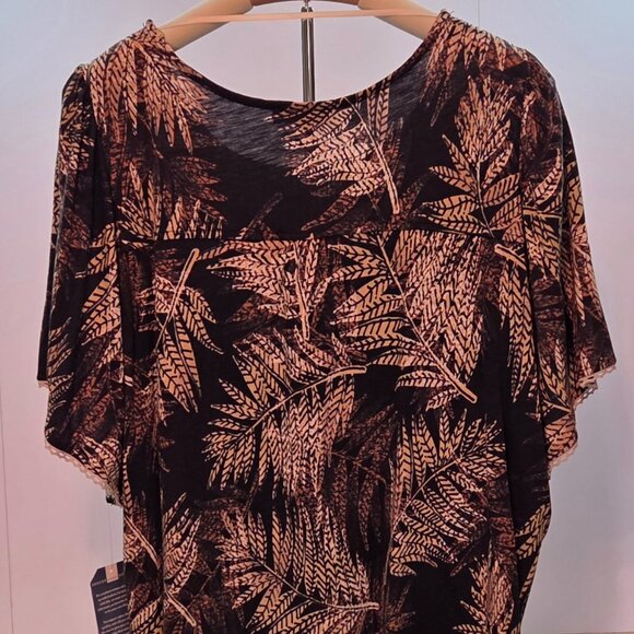 NWT - Democracy Short Sleeve Top, 3X, Black/tan/warm caramel brown - Picture 2 of 12